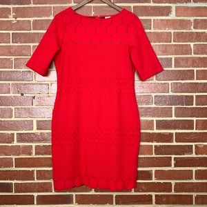 Red Julia Jordan short sleeve fitted dress.